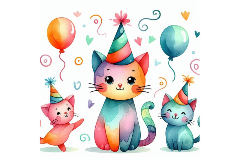 funny-kitten-decor-for-kid-birthday-background-for