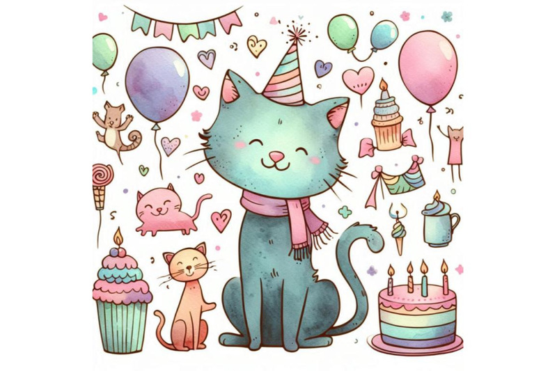 funny-kitten-decor-for-kid-birthday-background-for