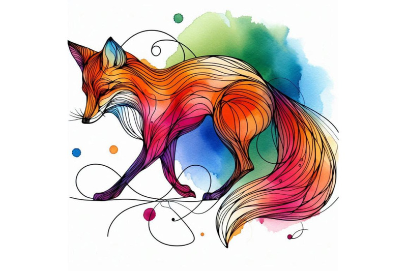 funny-fox-watercolor-background-fashion-print