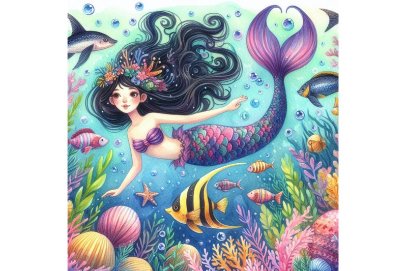 underwater-world-mermaid-watercolor-illustration-for-children