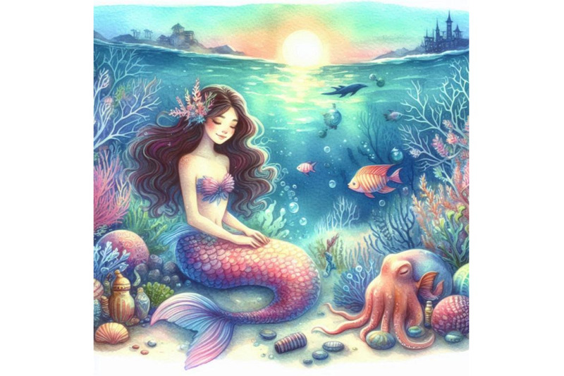 underwater-world-mermaid-watercolor-illustration-for-children