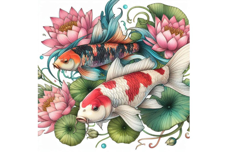 watercolor-koi-carp-and-lotus-flower-watercolor-fish-ba