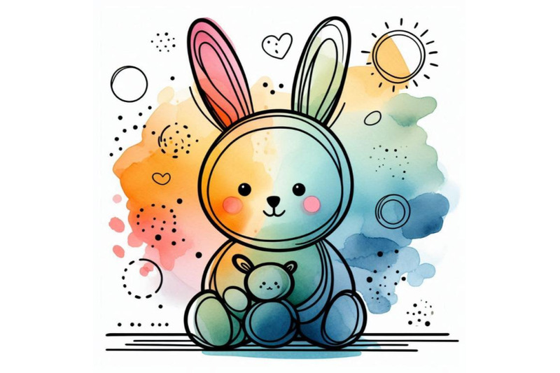 watercolor-funny-bunny-toy-bunny-background-fo