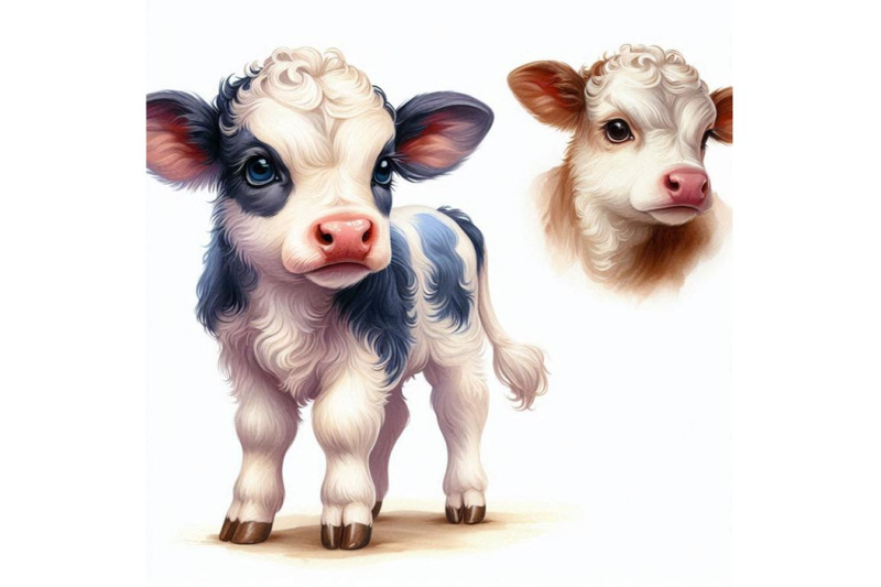 cute-watercolor-calf-baby-bull-illustration-cattle-farm-an