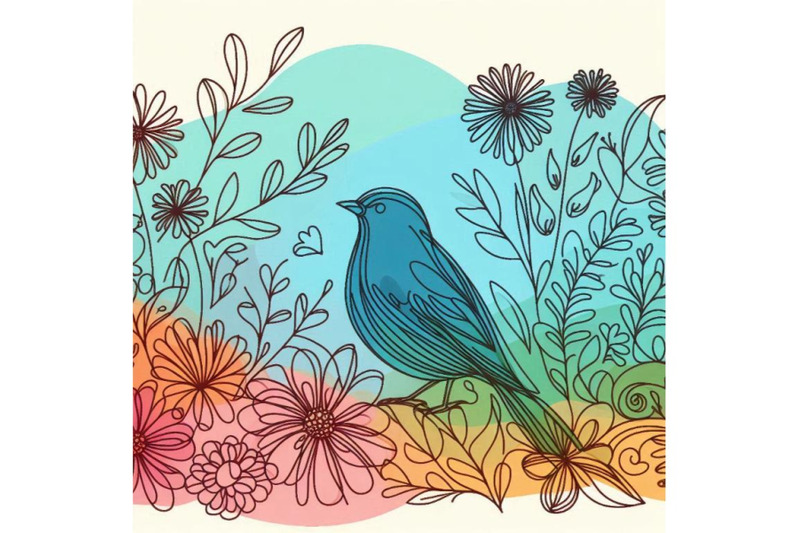 bird-and-garden-flowers-background