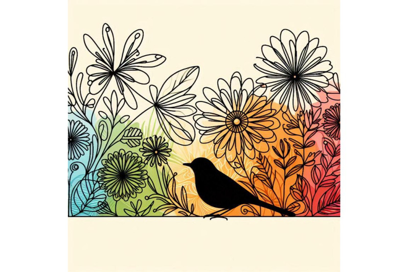 bird-and-garden-flowers-background