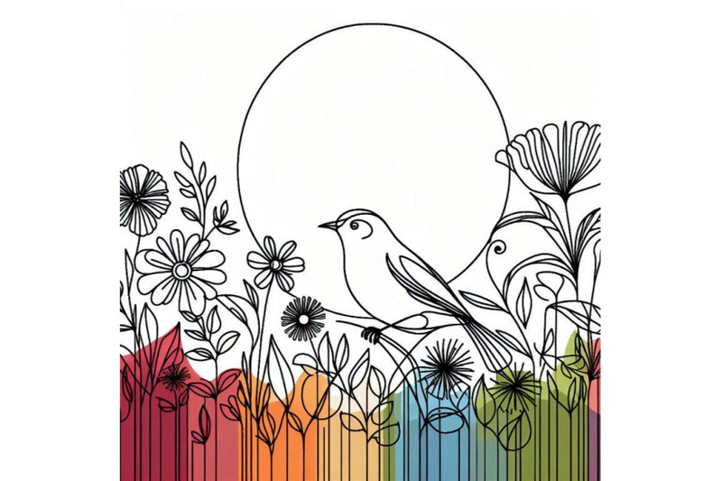 bird-and-garden-flowers-background