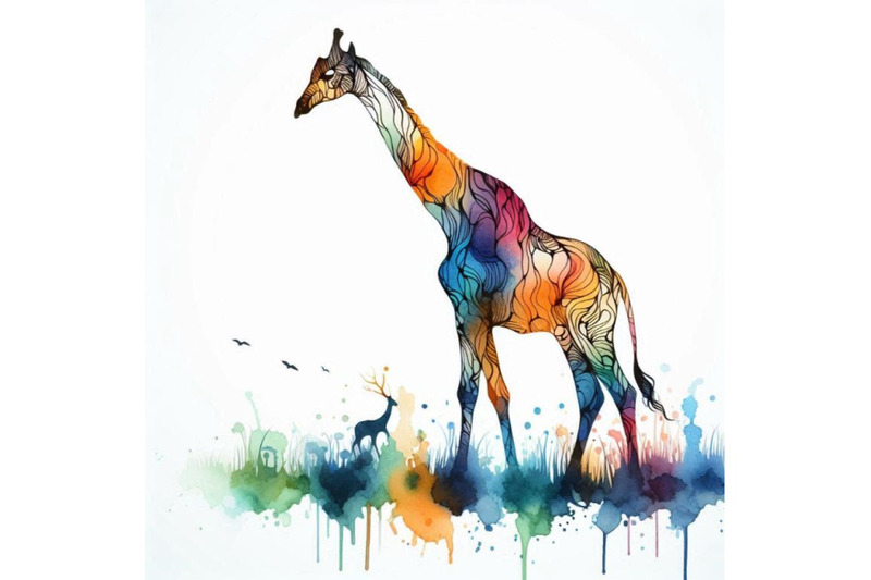 giraffe-wild-animals-watercolor-illustration