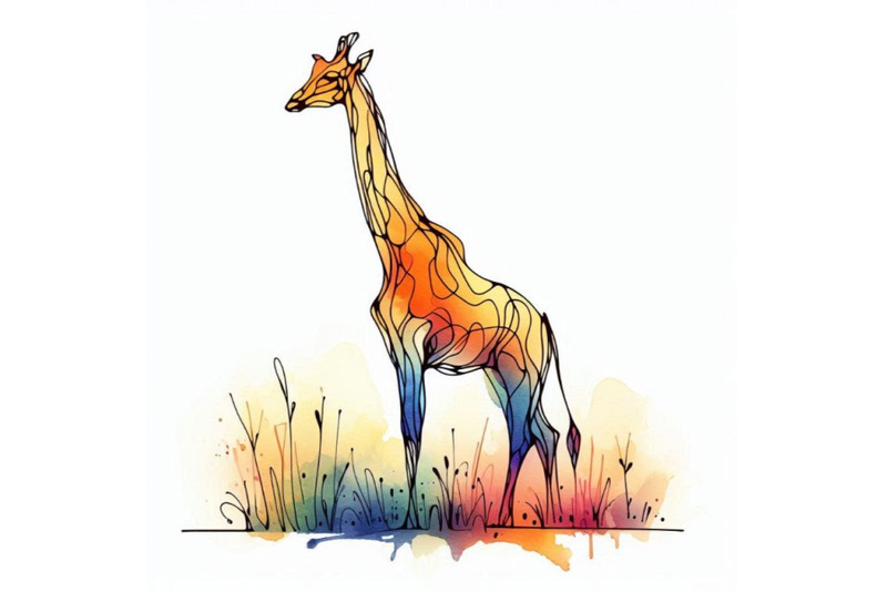 giraffe-wild-animals-watercolor-illustration