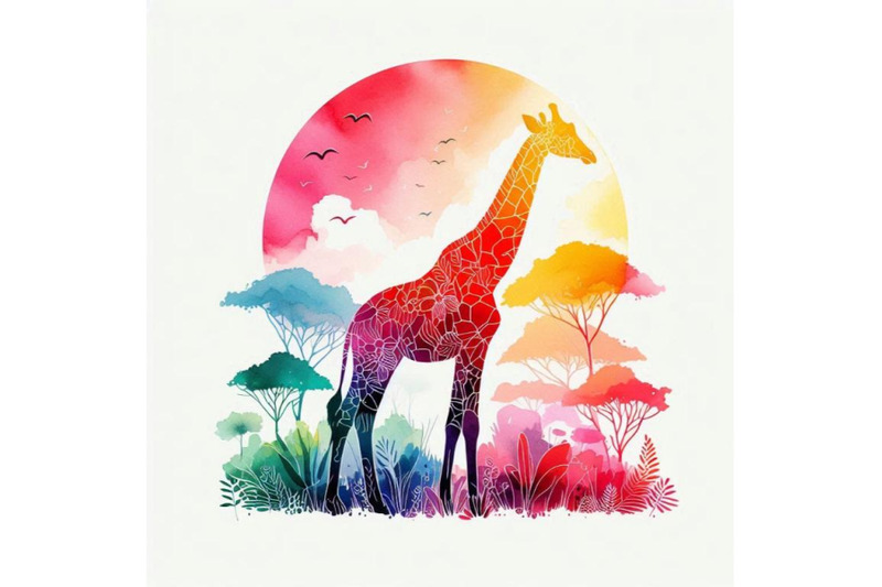 giraffe-wild-animals-watercolor-illustration