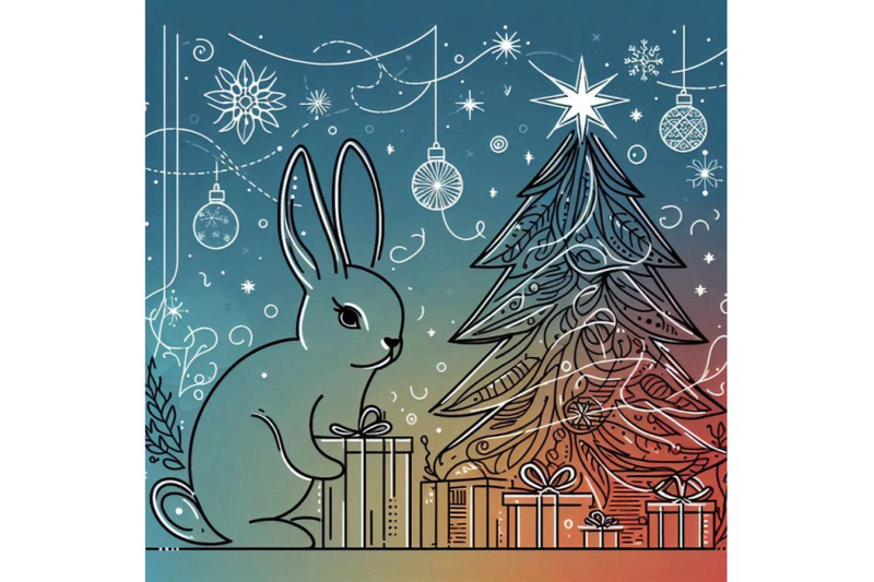 new-year-bunny-and-christmas-tree-background