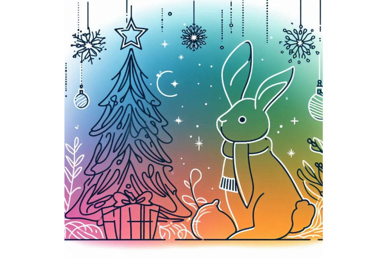 new-year-bunny-and-christmas-tree-background