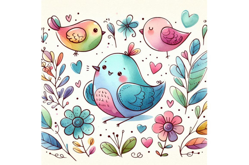 cute-bird-and-heart-illustration-watercolor