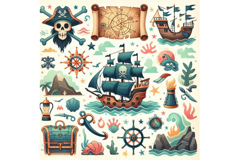 pirate-map-nautical-design-elements-watercolor-re