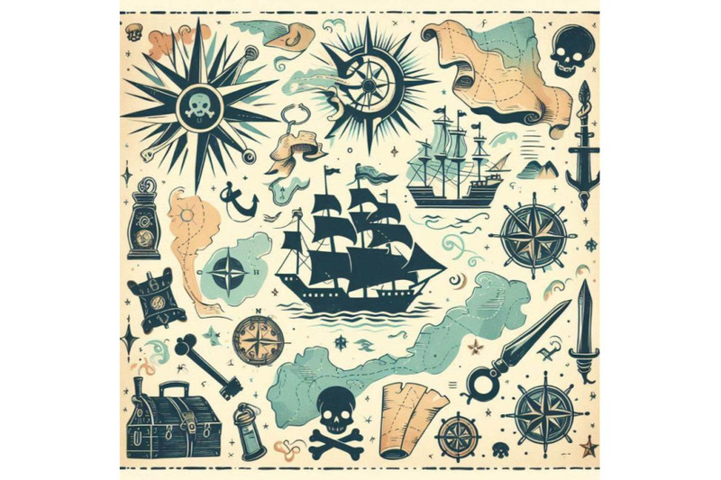 pirate-map-nautical-design-elements-watercolor-re