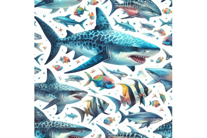 watercolor-shark-pattern