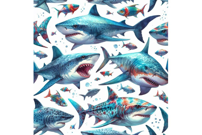 watercolor-shark-pattern