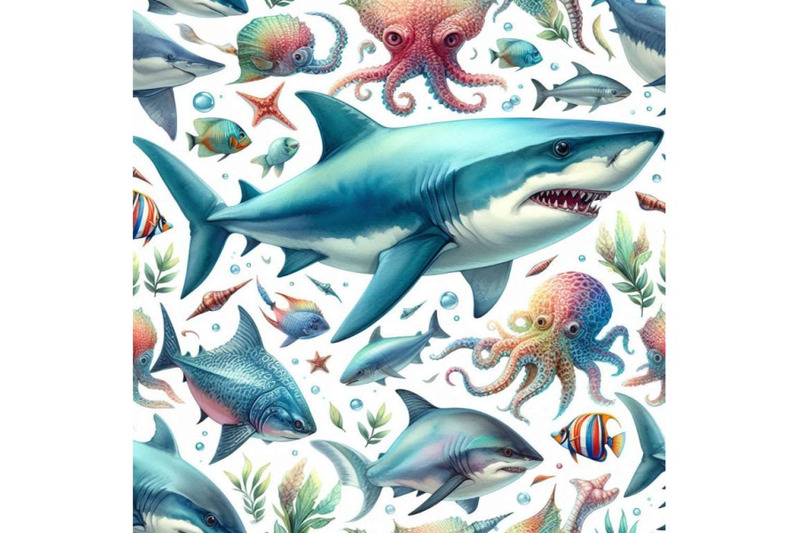 watercolor-shark-pattern