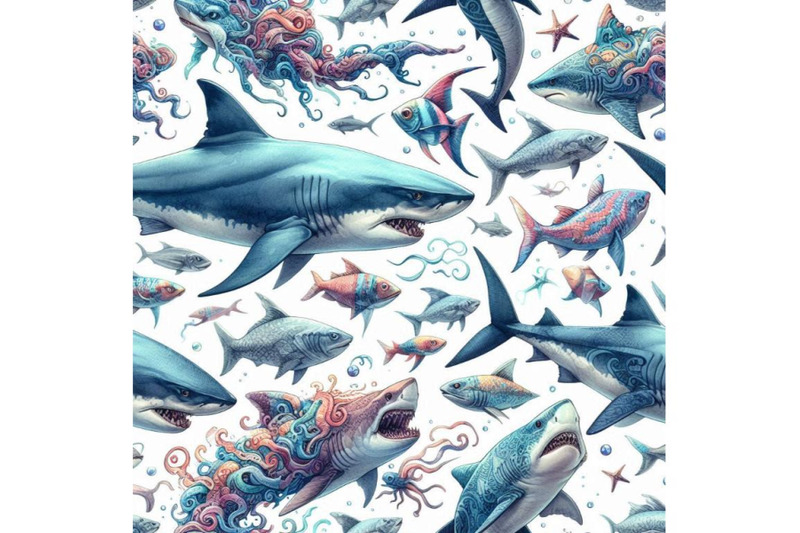 watercolor-shark-pattern