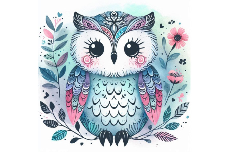 cute-owl-watercolor-owl-owl-tee-shirt-illustration