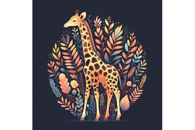 giraffe-hand-drawn-watercolor-illustration