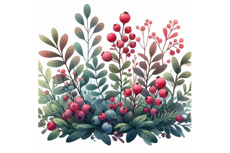 forest-lingonberry-watercolor-illustration