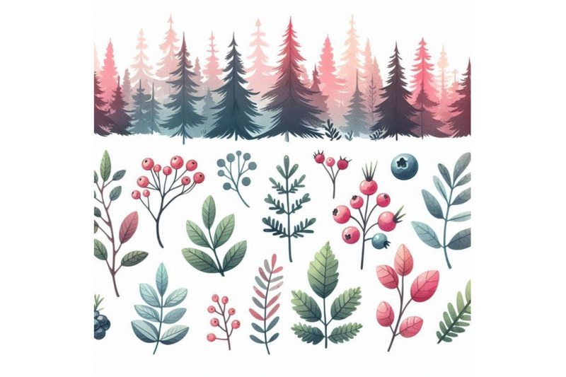 forest-lingonberry-watercolor-illustration