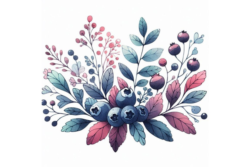 forest-blueberries-watercolor-illustration