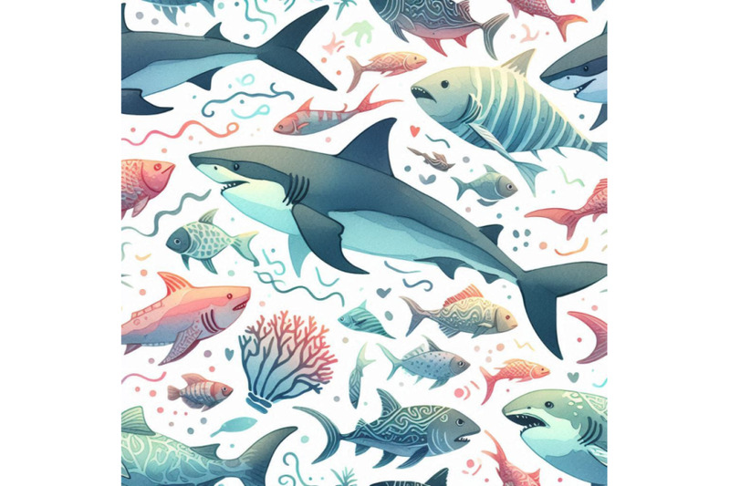 watercolor-shark-seamless-pattern