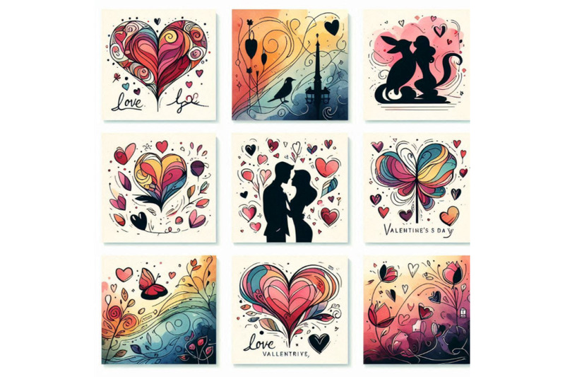 valentines-day-card-set-watercolor-valentines-day-design