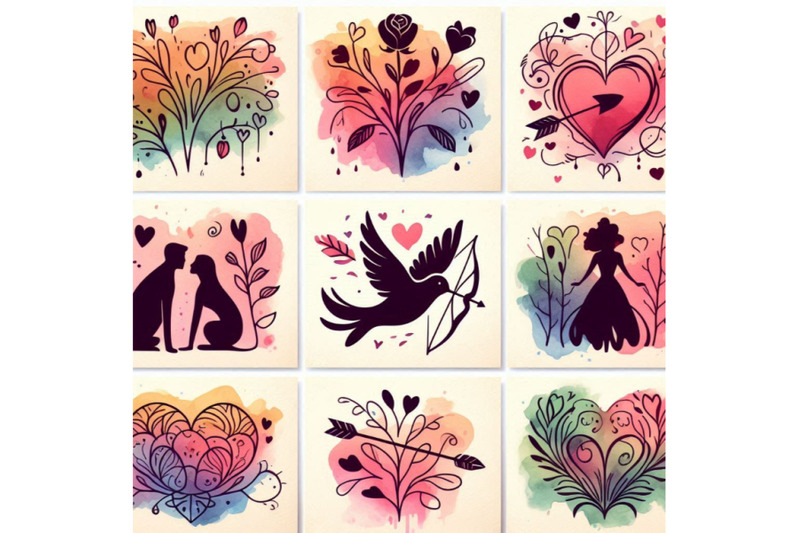 valentines-day-card-set-watercolor-valentines-day-design