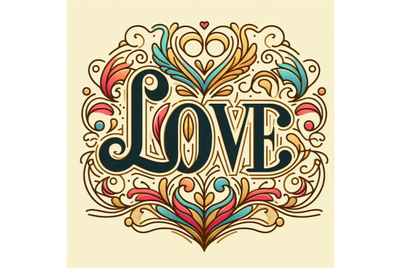 love-vintage-gold-damask-curl-script-love-text