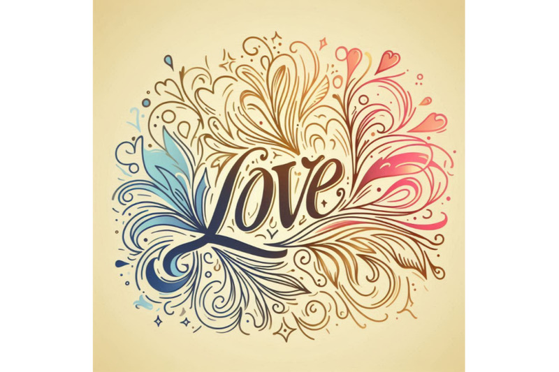 love-vintage-gold-damask-curl-script-love-text