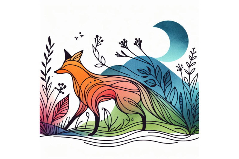 fox-fox-hunting-cute-fox-watercolor-fox-illustration