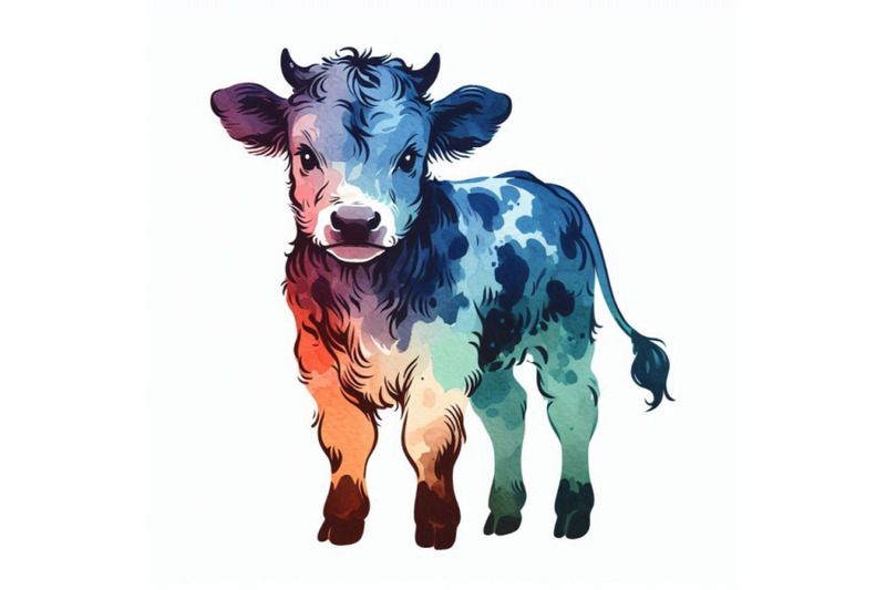 cute-watercolor-calf-baby-bull-illustration-cattle-farm-animal