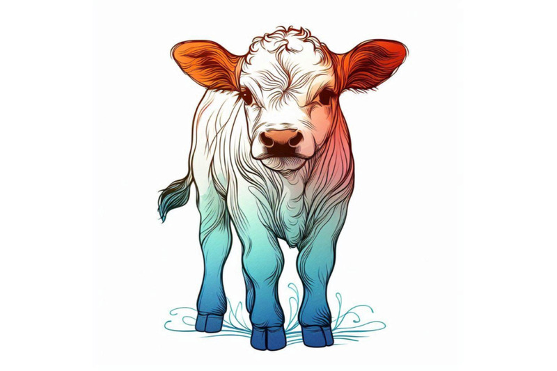 cute-watercolor-calf-baby-bull-illustration-cattle-farm-animal