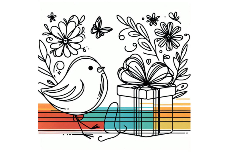 little-bird-gift-and-flowers-background