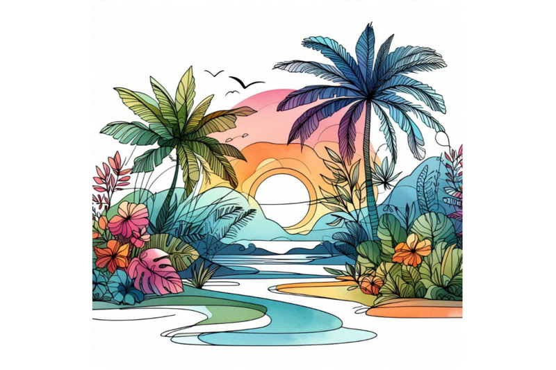 watercolor-tropical-narute-illustration