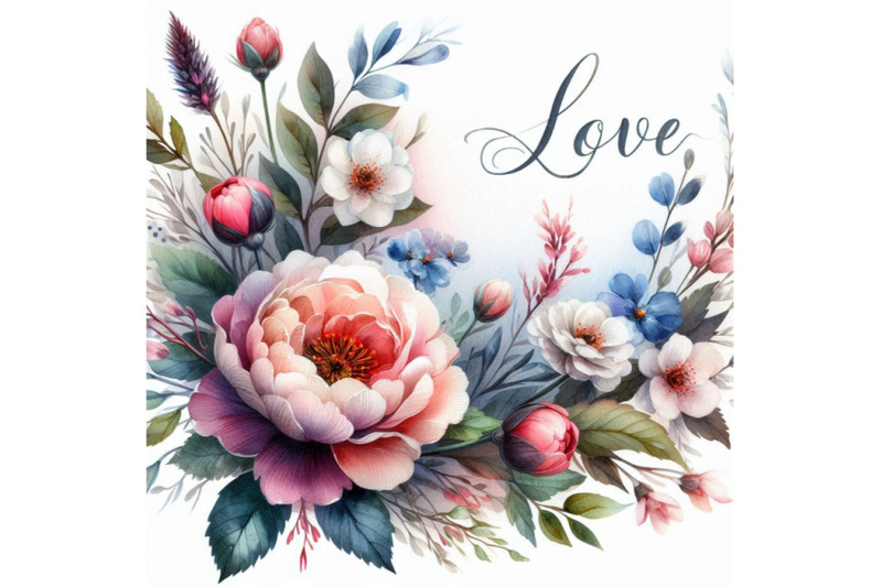 watercolor-flower-background-love-text