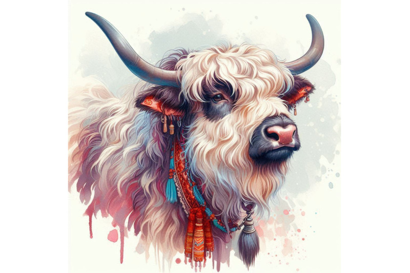 yak-hand-drawn-watercolor-illustration