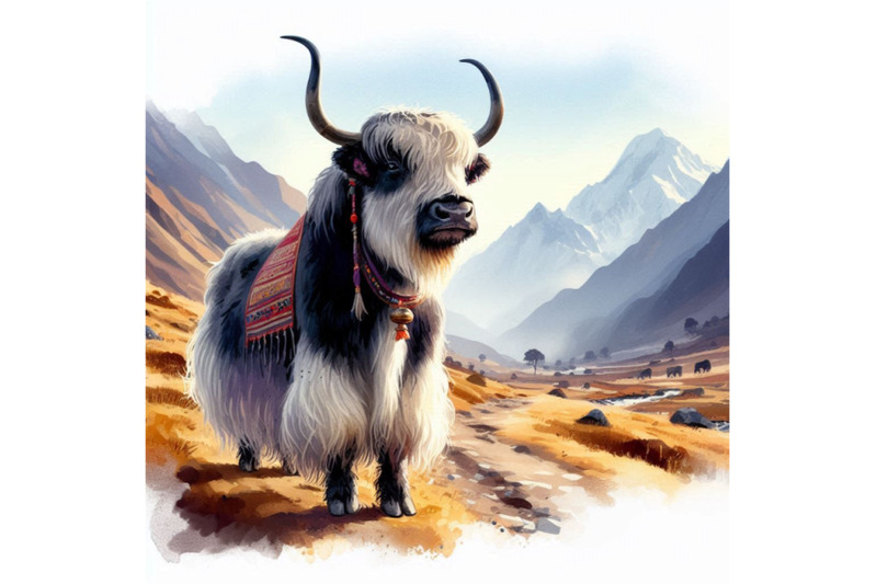 yak-hand-drawn-watercolor-illustration