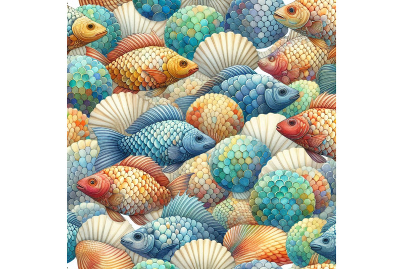 watercolor-textured-fish-scale-seamless-pattern