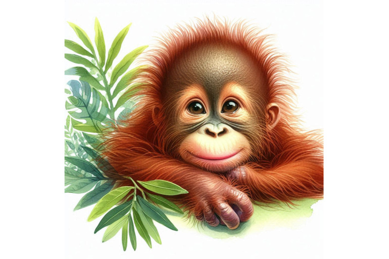 watercolor-orangutan-illustration-cute-monkey