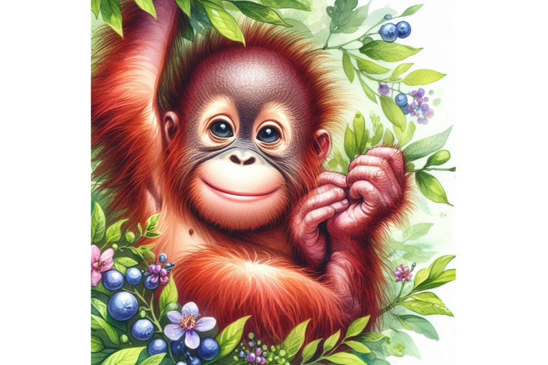 watercolor-orangutan-illustration-cute-monkey