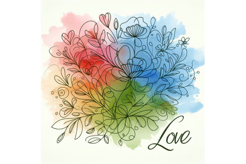 watercolor-flower-background-love-text