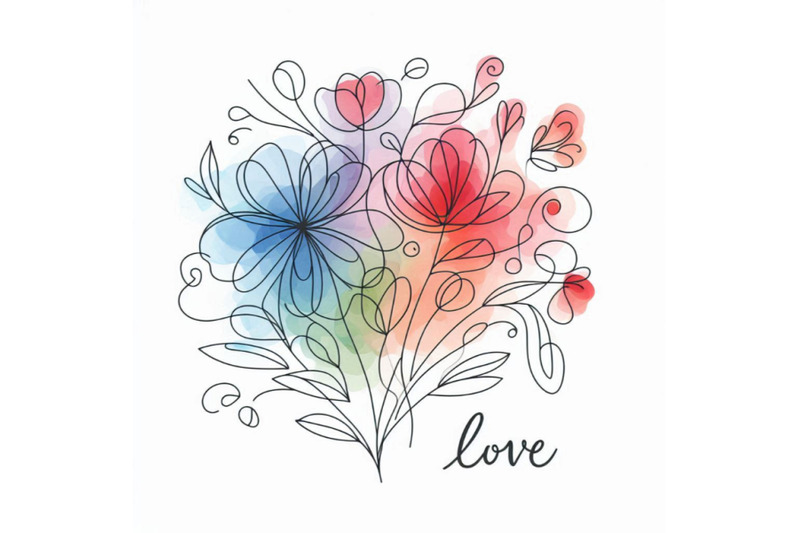 watercolor-flower-background-love-text