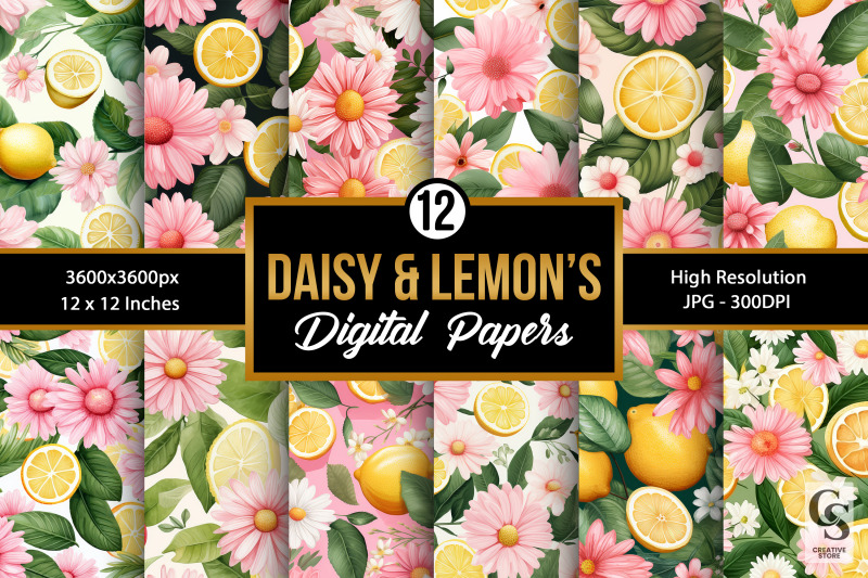 pink-daisy-flowers-amp-lemon-039-s-seamless-patterns