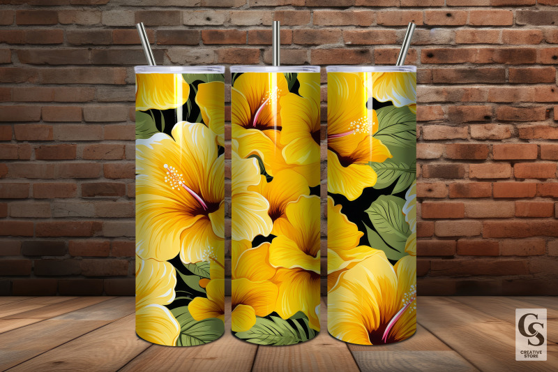 yellow-tropical-hibiscus-flowers-digital-papers