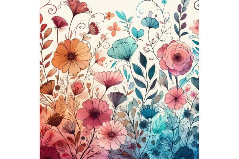 garden-flowers-background-watercolor