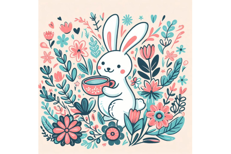 funny-bunny-and-flowers-illustration